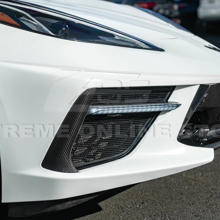 C8 Corvette Stingray Carbon Fiber LED DRL Grille Bezel Inserts