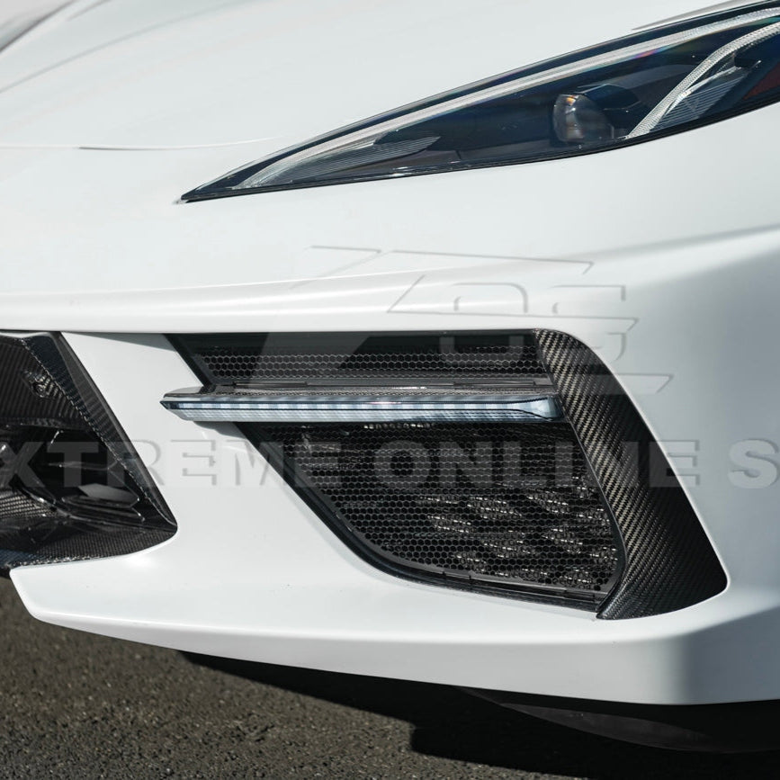 C8 Corvette Stingray Carbon Fiber LED DRL Grille Bezel Inserts