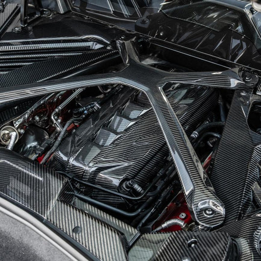 C8 Corvette Stingray / Z06 Rear Engine X-Brace Strut Bar (Carbon Flash / Carbon Fiber)