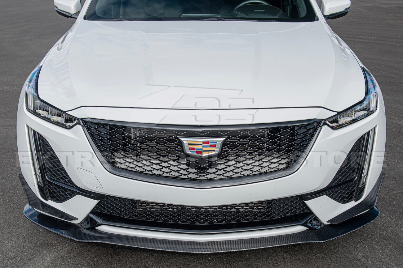 2020 - 24 Cadillac CT5-V Blackwing Style Carbon Fiber Front Splitter with Canards