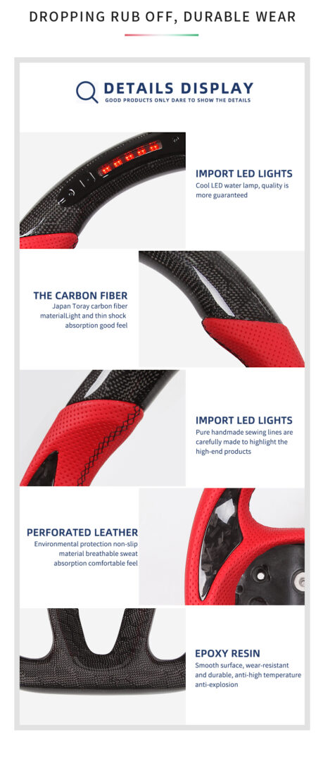 2015 - 23 Dodge Charger / Challenger / Durango / Track Hawk SRT LED Honeycomb Carbon Fiber Steering Wheel | Next-Gen Carbon