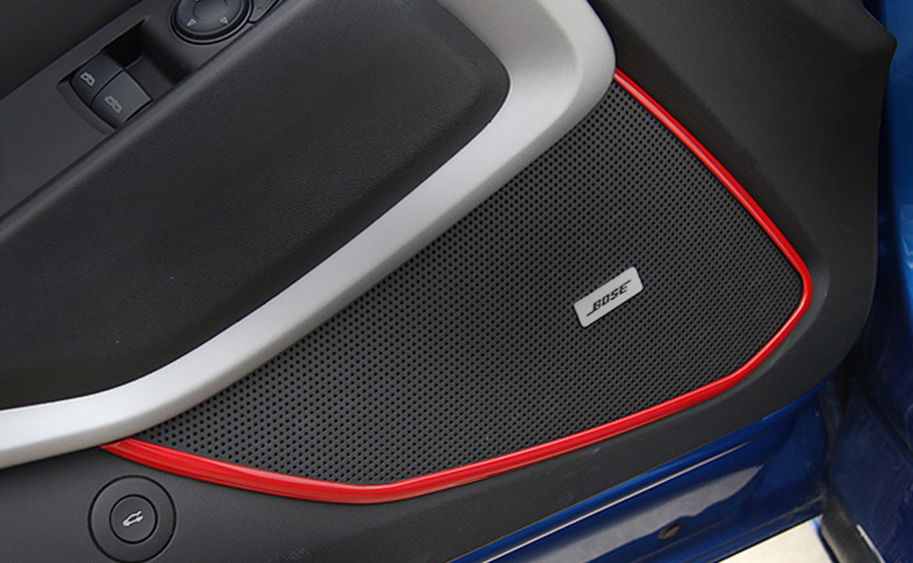 2016 - 24 Camaro Carbon Fiber/Colored Speaker Door Trim | Carbon Fiber / Red