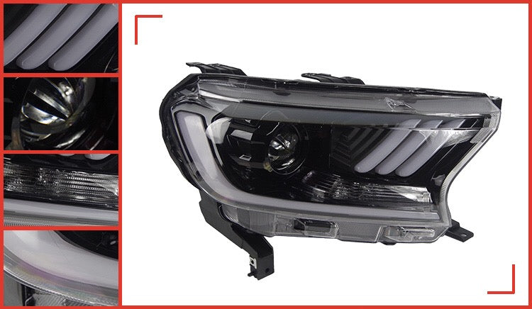 2015 - 24 Ford Ranger Mustang Style Headlights (HID or Halogen)