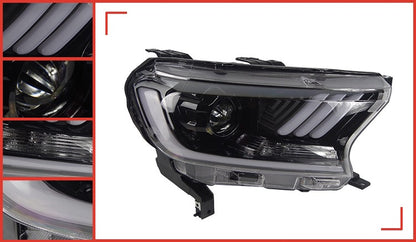 2015 - 24 Ford Ranger Mustang Style Headlights (HID or Halogen)