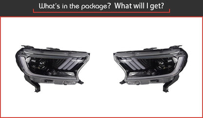 2015 - 24 Ford Ranger Mustang Style Headlights (HID or Halogen)