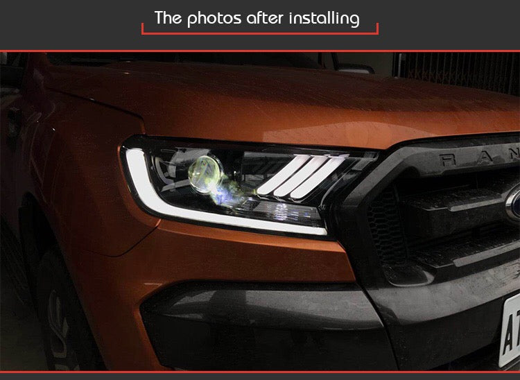 2015 - 24 Ford Ranger Mustang Style Headlights (HID or Halogen)