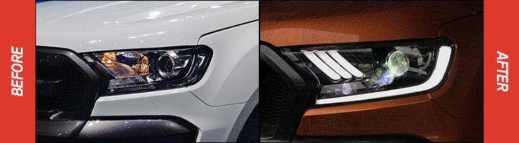 2015 - 24 Ford Ranger Mustang Style Headlights (HID or Halogen)