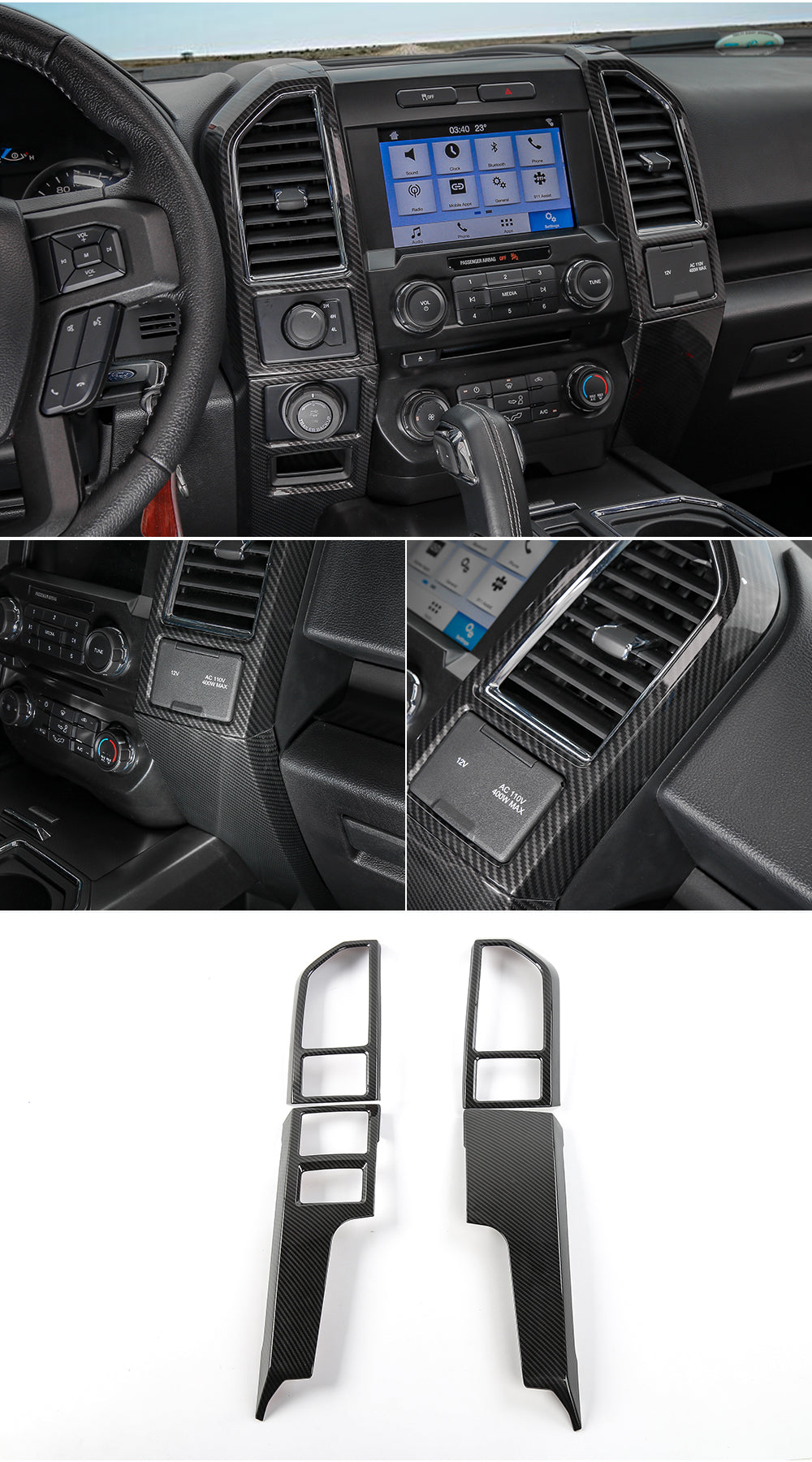 2016 - 24 Ford F-150 Center Dash Vent Trim Covers (5 Finishes)