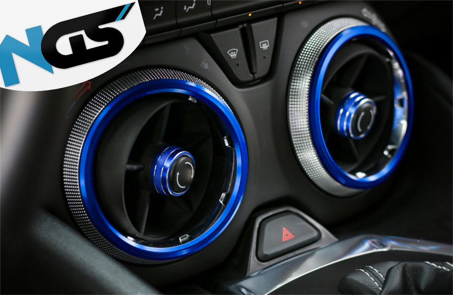 2016 - 24 Camaro Red/Blue Aluminum Air Vent Bezel Rings