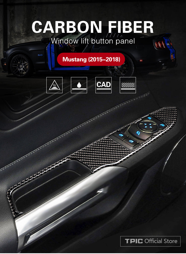 2015 - 24 Mustang Carbon Fiber Window Switch Panel Covers