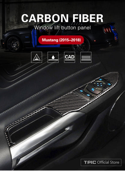 2015 - 24 Mustang Carbon Fiber Window Switch Panel Covers