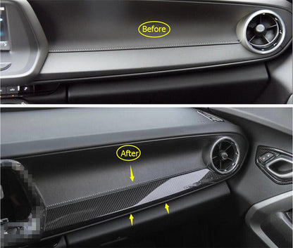 2016 - 24 Camaro Carbon Fiber Co-Pilot Dashboard Overlay Trim Cover