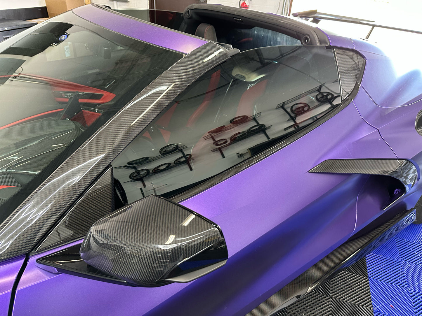 C8 Corvette Carbon Fiber Exterior Lower Window Trim Covers (Coupe/Convertible) | Next-Gen Carbon