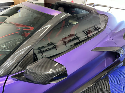 C8 Corvette Carbon Fiber Exterior Lower Window Trim Covers (Coupe/Convertible) | Next-Gen Carbon