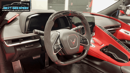 C8 Corvette Stingray / Z06 Carbon Fiber LED Steering Wheel (Complete/Heated) | Next-Gen Carbon