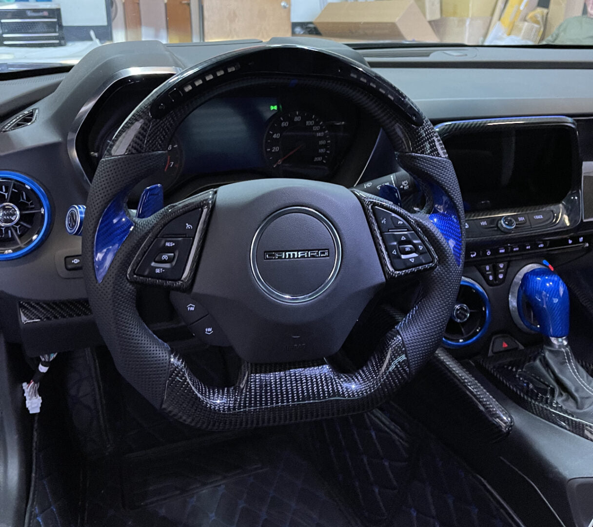 2016 - 24 Camaro / 14 - 19 Corvette Blue Carbon Fiber Shifter Knob Handle Cover