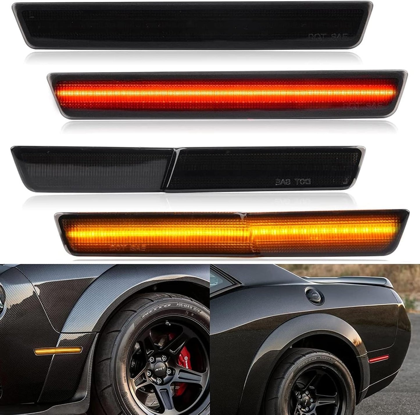 2018 - 24 Dodge Challenger SRT Widebody Smoked LED Side Marker Lights