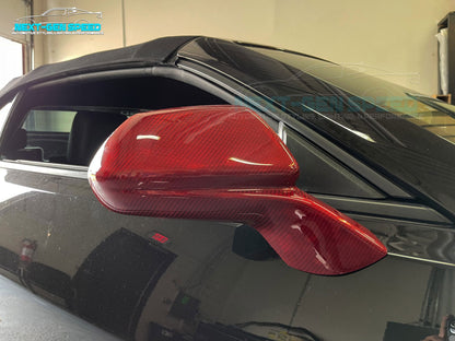 2016 - 24 Camaro Red Carbon Fiber Mirror Covers | Next-Gen Carbon