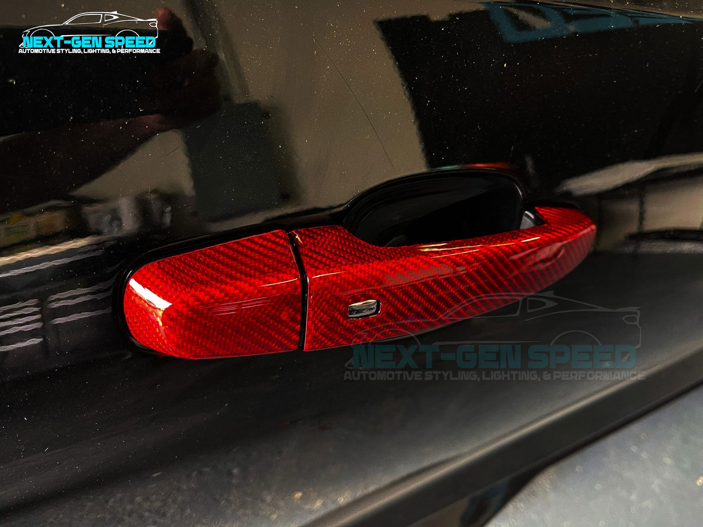 2016 - 24 Camaro Red Carbon Fiber Door Handle Covers | Next-Gen Carbon