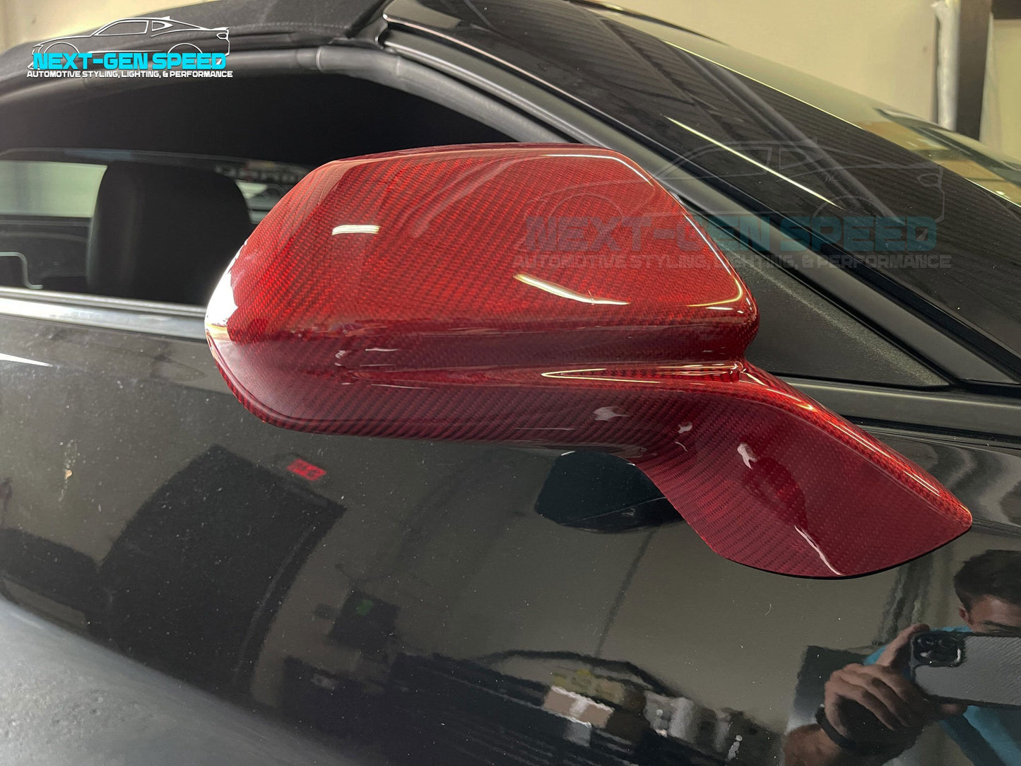 2016 - 24 Camaro Red Carbon Fiber Mirror Covers | Next-Gen Carbon