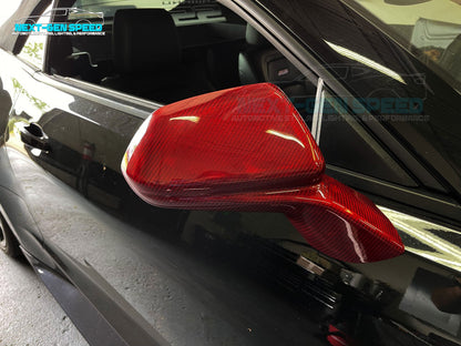 2016 - 24 Camaro Red Carbon Fiber Mirror Covers | Next-Gen Carbon