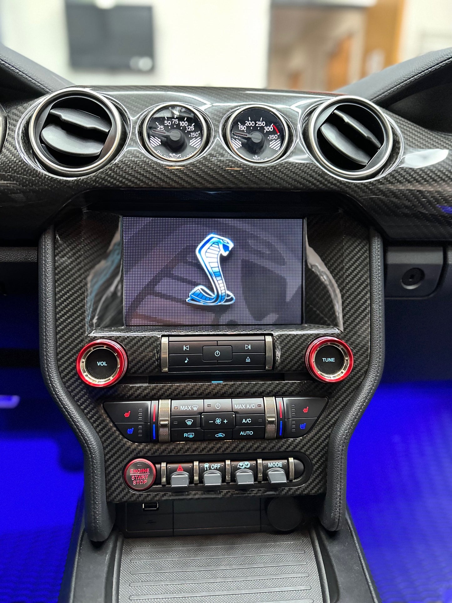 2015 - 23 Mustang Real Carbon Fiber Radio Nav Trim Cover | Next-Gen Carbon