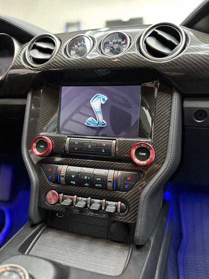 2015 - 23 Mustang Real Carbon Fiber Radio Nav Trim Cover | Next-Gen Carbon
