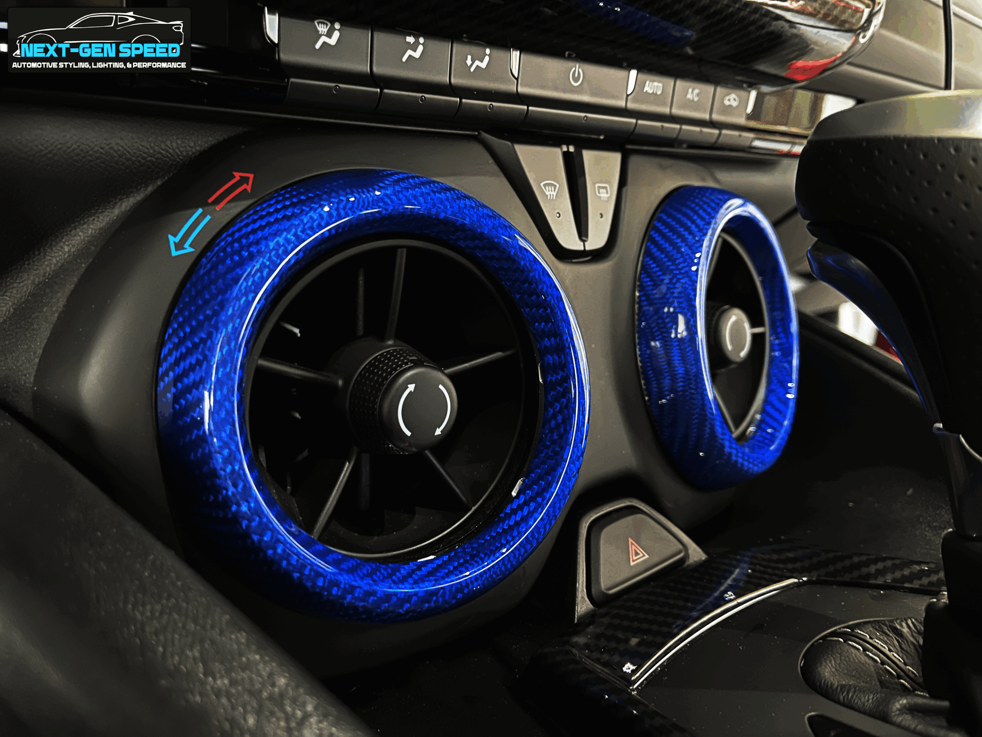 2016 - 24 Camaro Carbon Fiber Interior Air Vent Bezel Ring Covers (Black / Red / Blue)