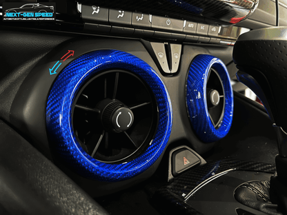 2016 - 24 Camaro Carbon Fiber Interior Air Vent Bezel Ring Covers (Black / Red / Blue)