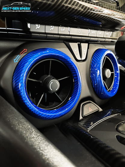 2016 - 24 Camaro Carbon Fiber Interior Air Vent Bezel Ring Covers (Black / Red / Blue)