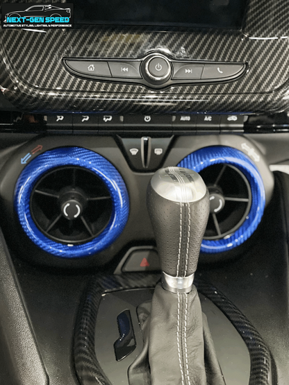 2016 - 24 Camaro Carbon Fiber Interior Air Vent Bezel Ring Covers (Black / Red / Blue)