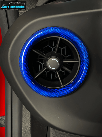 2016 - 24 Camaro Carbon Fiber Interior Air Vent Bezel Ring Covers (Black / Red / Blue)