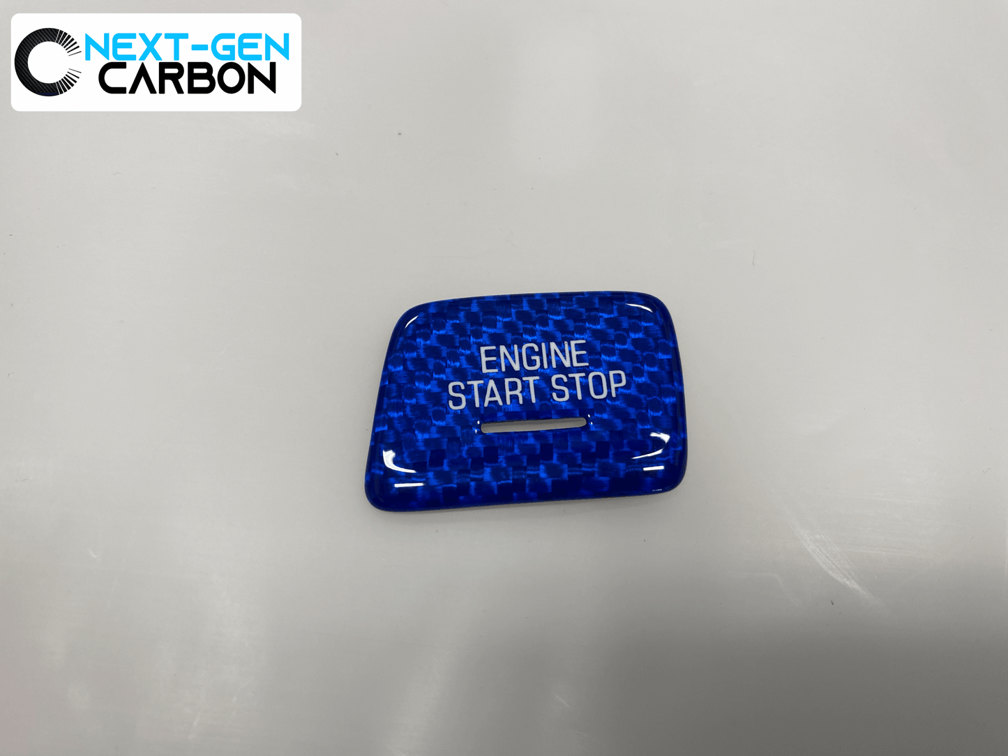 2016 - 24 6th Gen Camaro / 2014 - 19 C7 Corvette Blue Carbon Fiber Push Start Button Cover | Next-Gen Carbon
