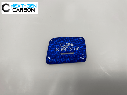 2016 - 24 6th Gen Camaro / 2014 - 19 C7 Corvette Blue Carbon Fiber Push Start Button Cover | Next-Gen Carbon