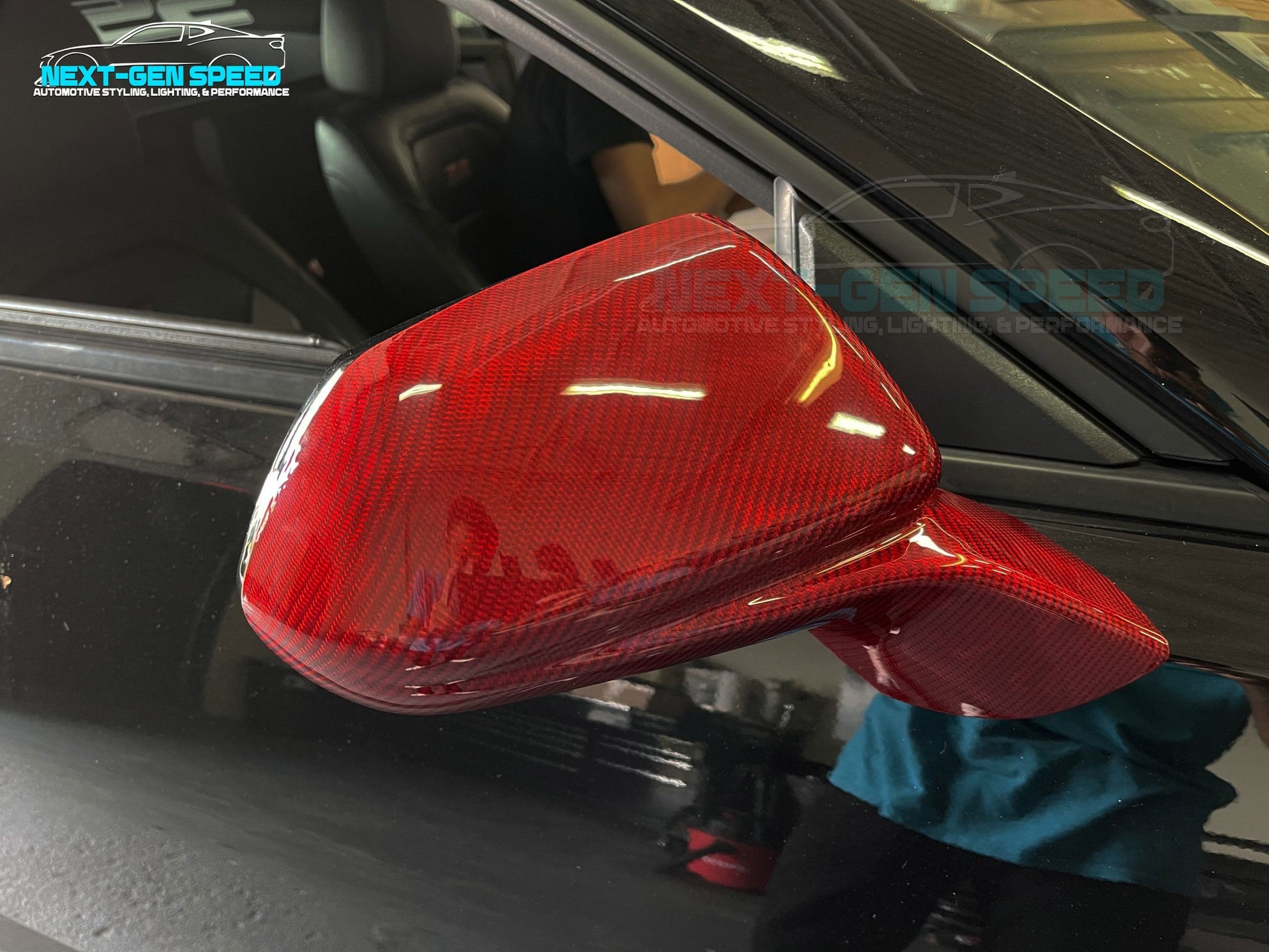 2016 - 24 Camaro Red Carbon Fiber Mirror Covers | Next-Gen Carbon