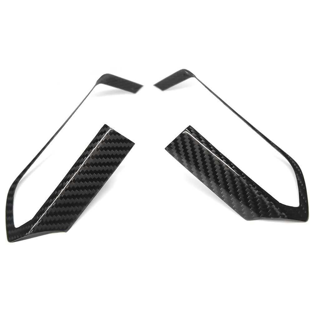 C8 Corvette Carbon Fiber Steering Wheel Chrome Button Trim Covers | Black/Red/Blue