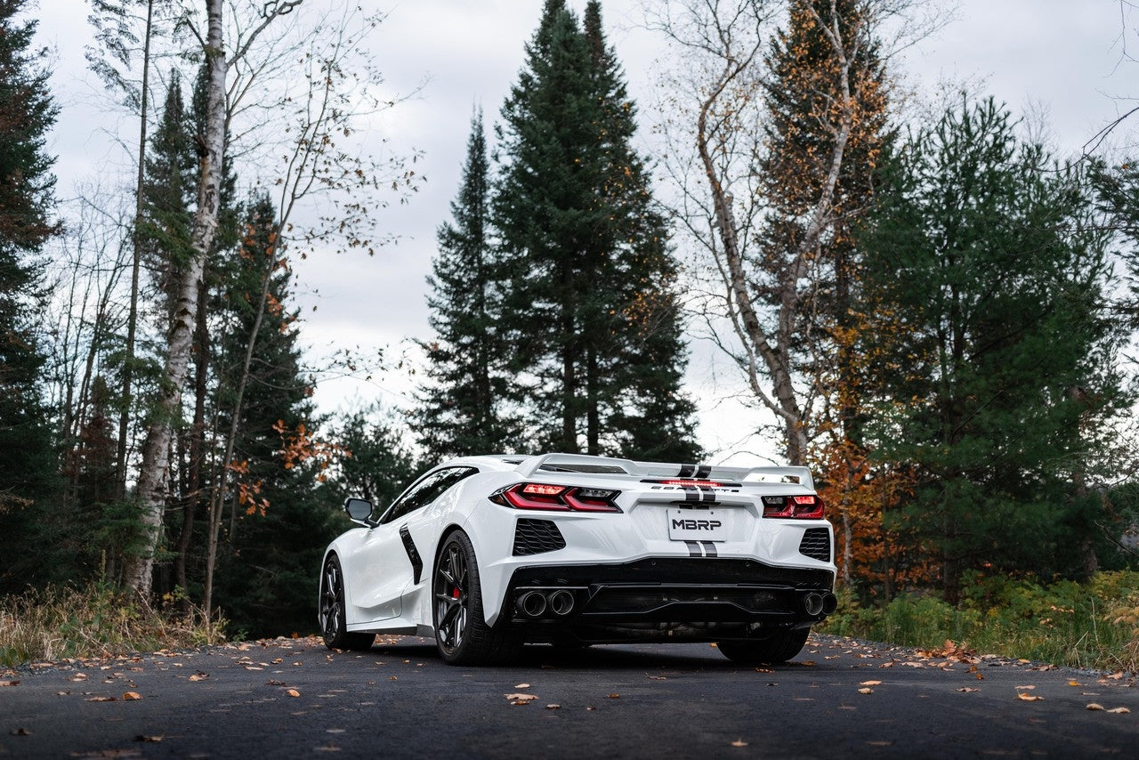 C8 Corvette MBRP Stingray 3" Quad Split Rear Outlet Cat-Back Exhaust - Carbon Tips