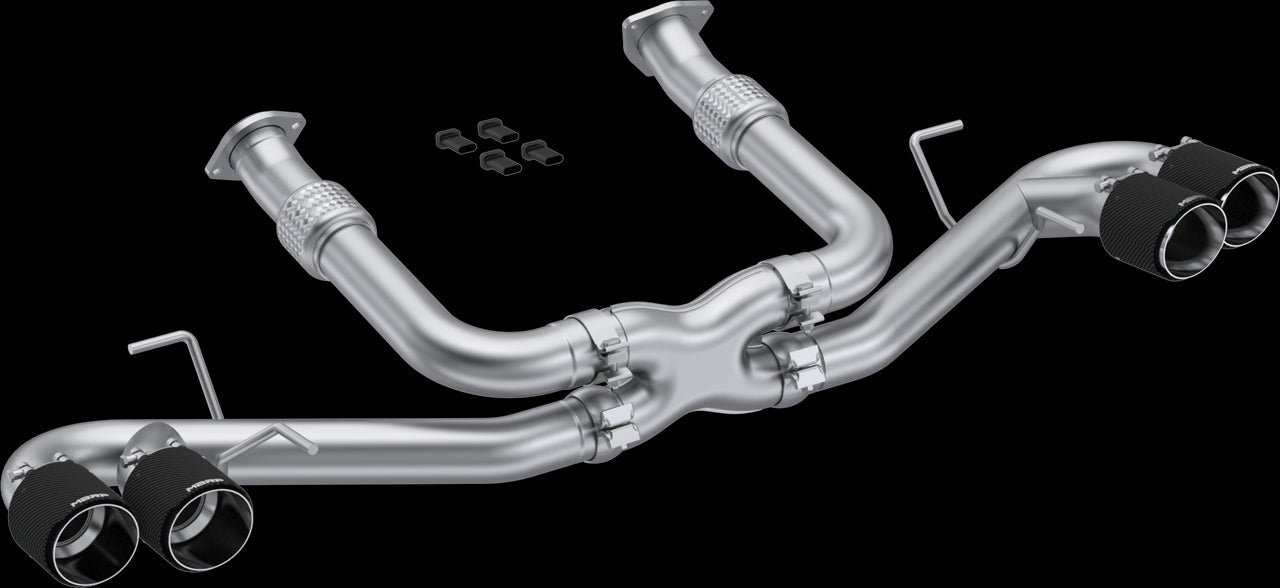 C8 Corvette MBRP Stingray 3" Quad Split Rear Outlet Cat-Back Exhaust - Carbon Tips