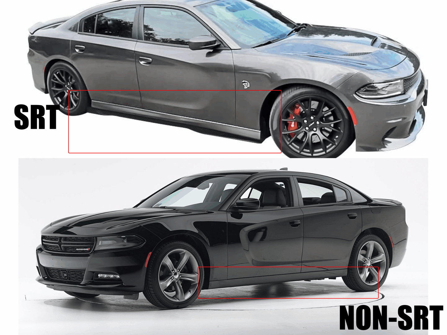 2015 - 24 Dodge Charger SRT Scatpack Slim Unpainted Black Side Skirts