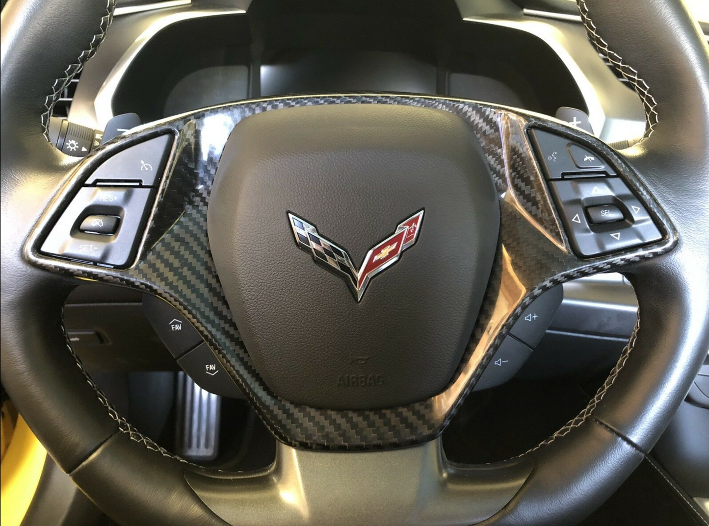2014 - 19 C7 Corvette Carbon Fiber Steering Wheel Trim Cover | Next-Gen Carbon