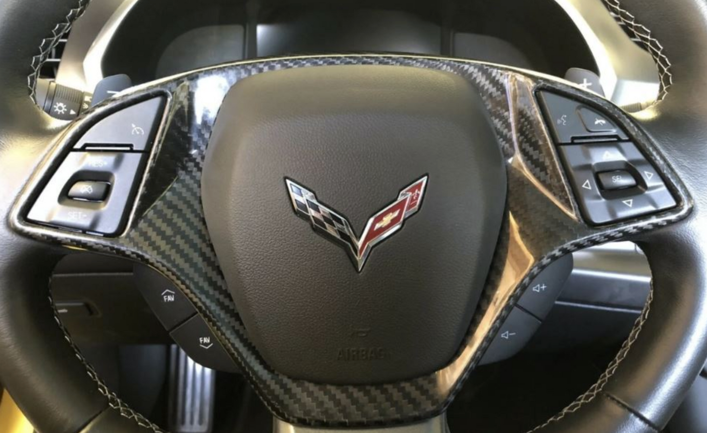 2014-2019 C7 Corvette Carbon Fiber Look Steering Wheel Trim Cover | Next-Gen Speed