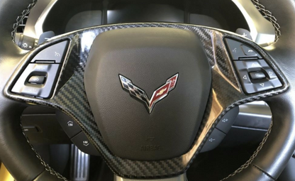 2014-2019 C7 Corvette Carbon Fiber Look Steering Wheel Trim Cover | Next-Gen Speed