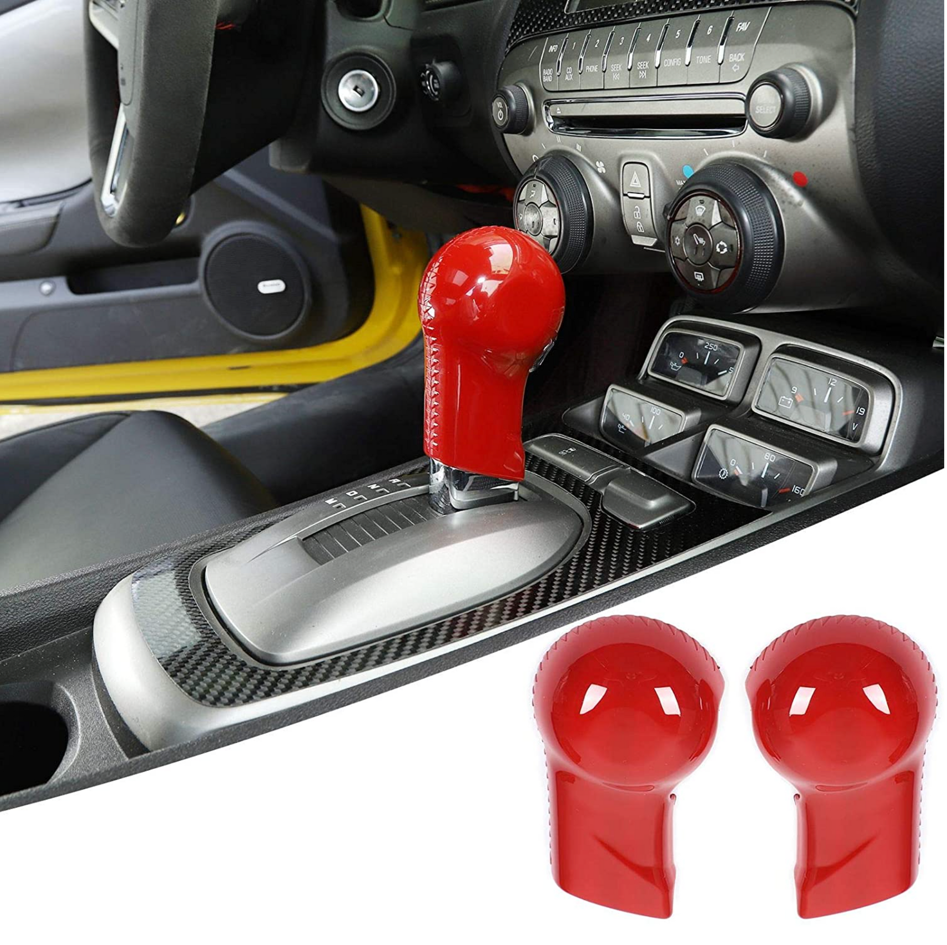 2010 - 15 Camaro Red ABS Interior Shifter Knob Handle Cover