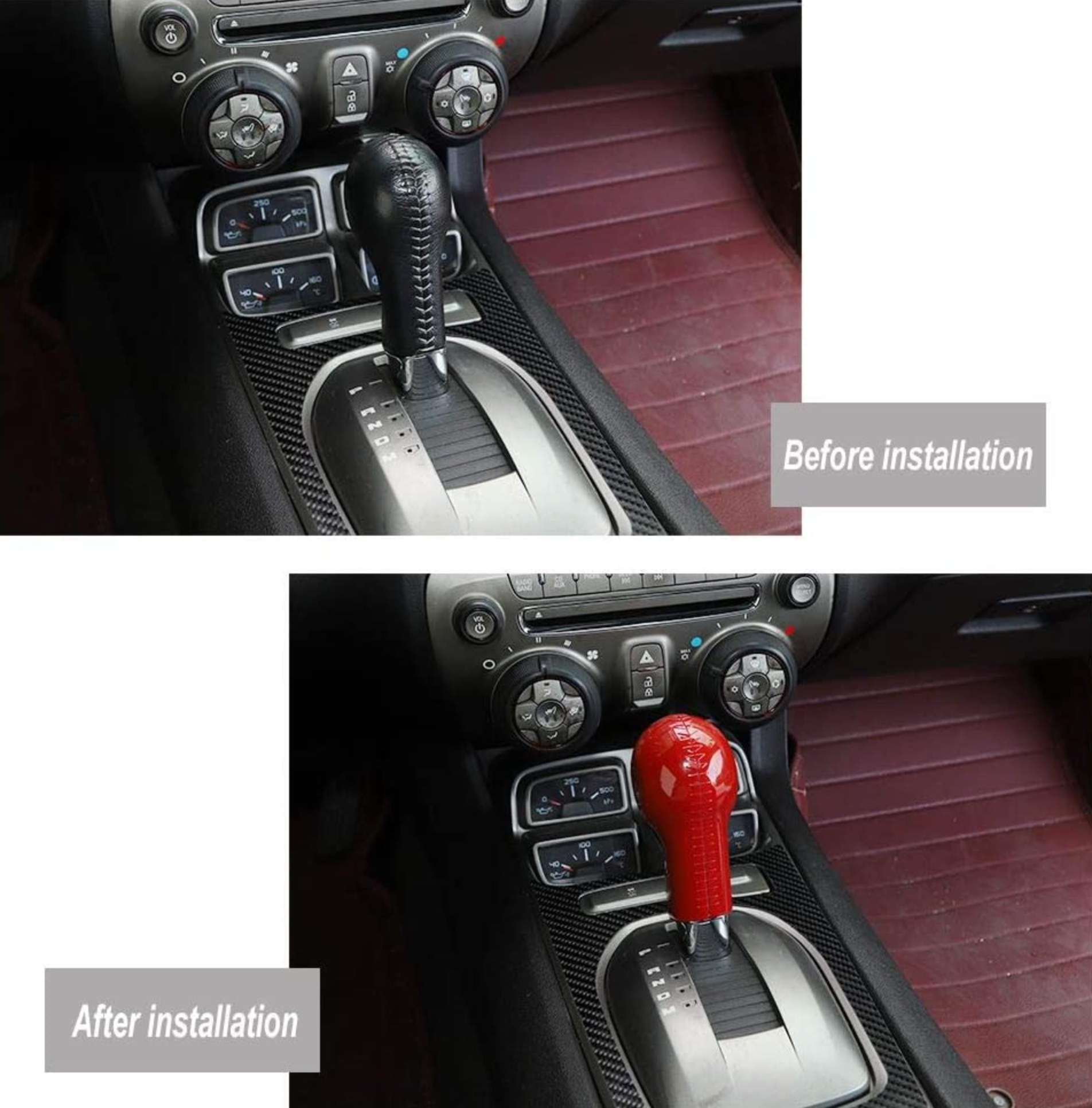 2010 - 15 Camaro Red ABS Interior Shifter Knob Handle Cover