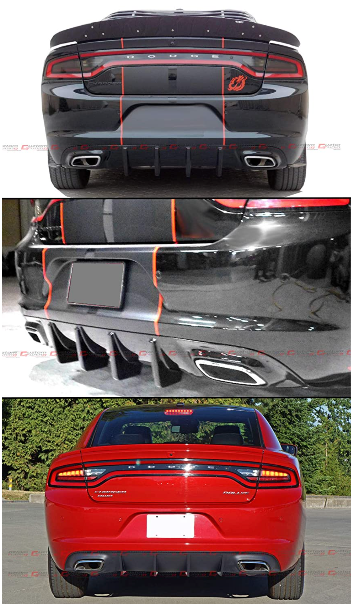 2015 - 24 Dodge Charger Rear Fin Diffuser | SXT/RT/GT