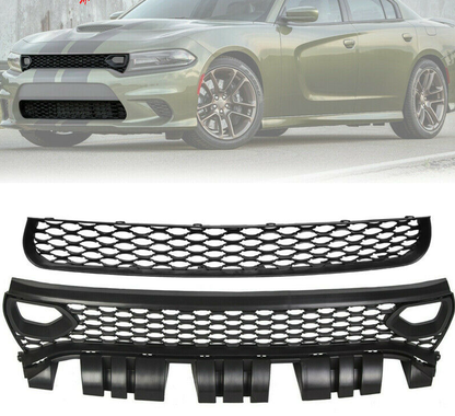 2015 - 23 Charger SRT Style Upper &amp; Lower Grilles w/ Air Ducts 2PC