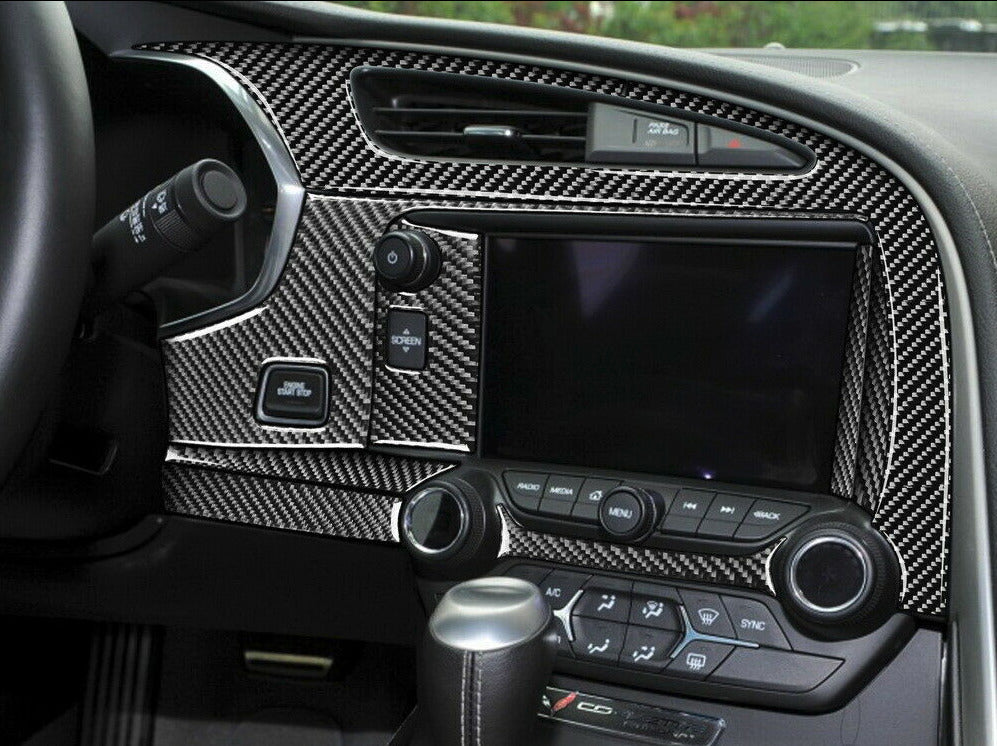 2014-2019 C7 Corvette Carbon Fiber Radio + Dashboard Panel Overlay Cover Kit | Next-Gen Carbon