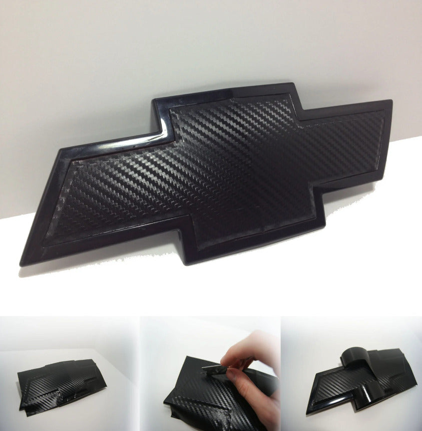 Carbon Fiber Universal Chevy Bowtie Emblem Wrap Sheet Kit Overlay