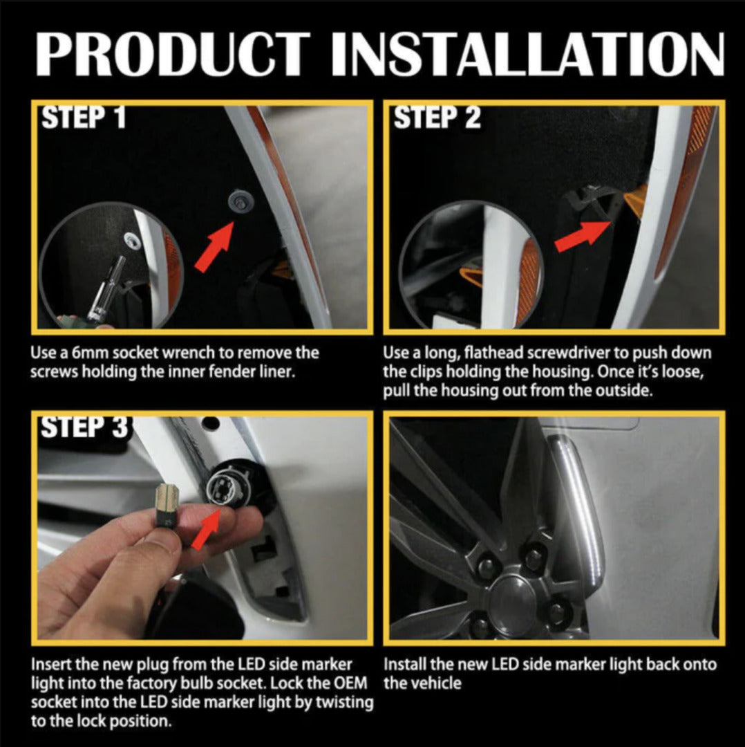 2015-24 Charger Smoked Dual White LED Side Markers