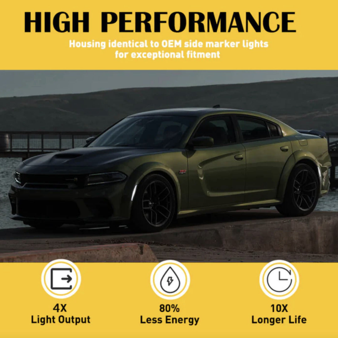 2015-24 Charger Smoked Dual White LED Side Markers